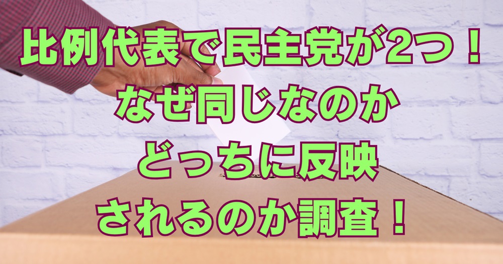 比例代表で民主党が2つ！なぜ同じなのかどっちに反映されるのか調査！